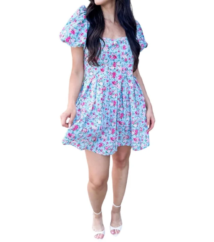 Finnie Mini Dress In Blue Fashionable Polka Dot Mini Dress