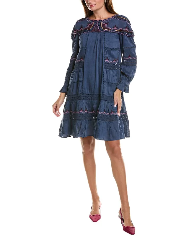 Johnny Was Reina Linen-Blend Mini Dress Classic White Mini Dress