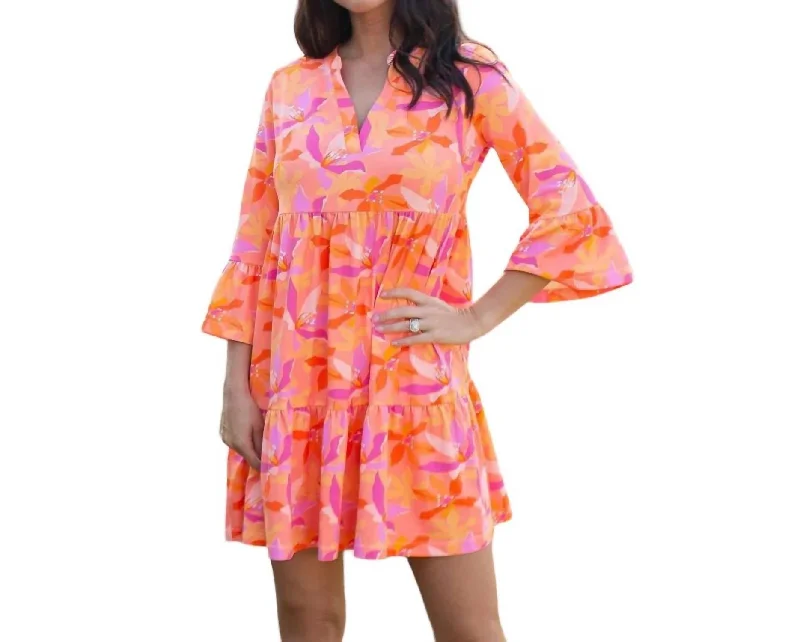 Laguna Mini Dress Upf 50 In Paradise Calling Orange Trendy Mini Dress with Belt