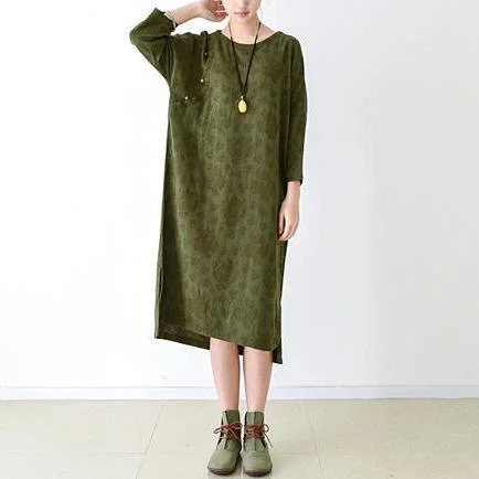 fall grass green cotton dresses plus size linen maxi dress Chic Button-Up Maxi Dress