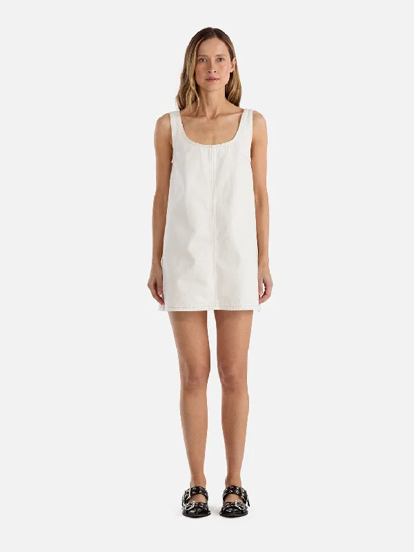 Amelie Denim Mini Dress - White Chic Halter Mini Dress