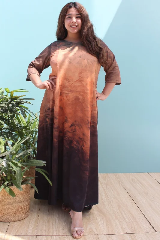 Burnt Ombre Printed Maxi Dress Chic Boho Print Maxi Dress