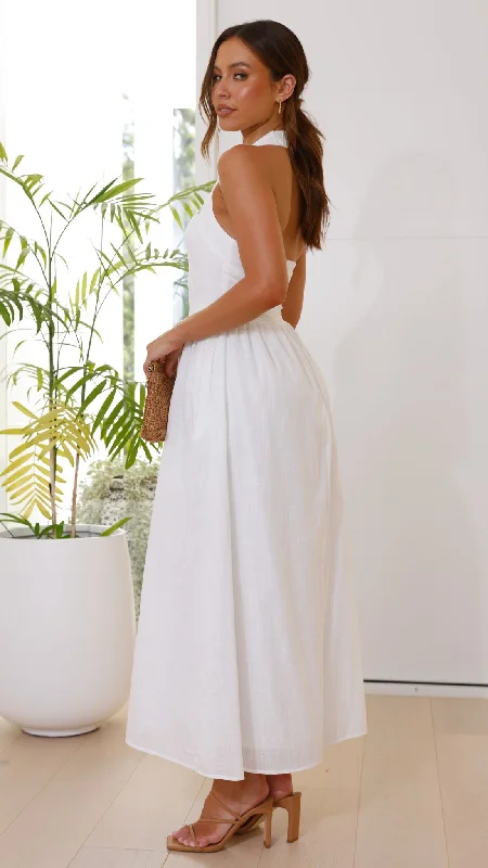 Caden Maxi Dress - White Fashionable Sleeveless Maxi Dress