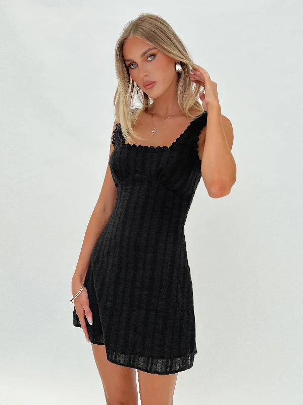 Dasha Mini Dress Black Trendy Lace Mini Dress