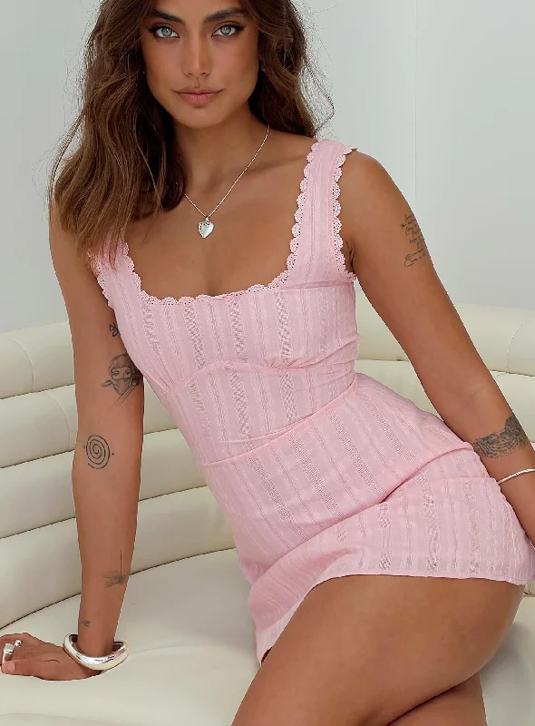 Dasha Mini Dress Pink Modern Satin Mini Dress