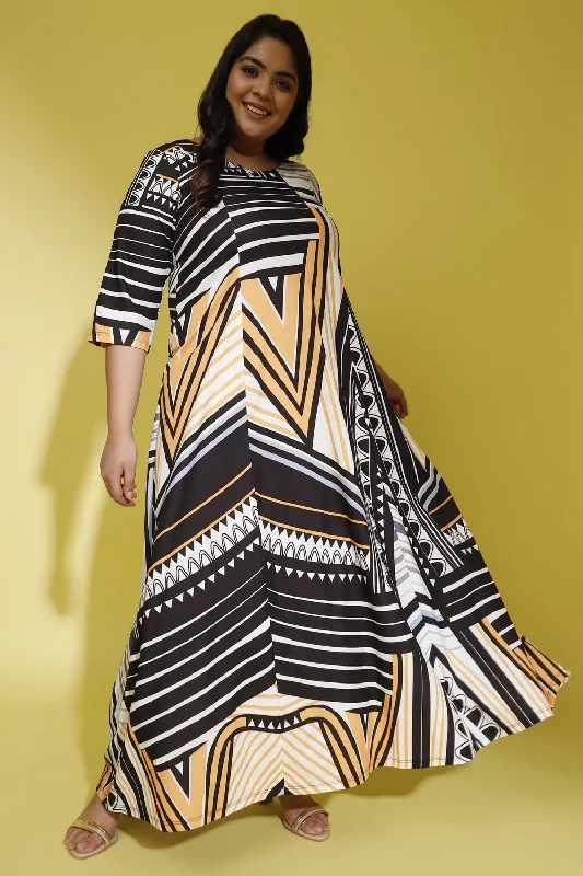 Ethnic Inspo Printed Maxi Dress Trendy Satin Maxi Dress