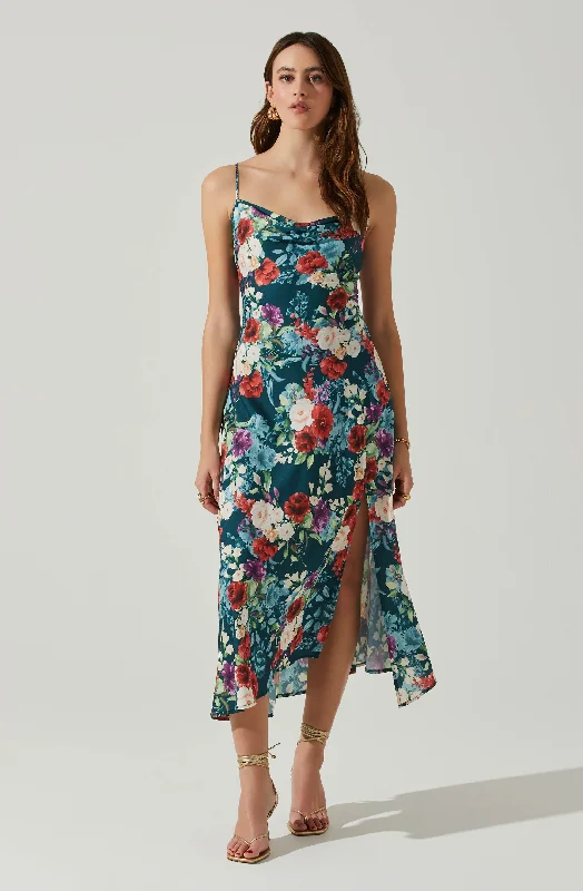 Gaia Floral Midi Dress Stylish Button-Down Midi Dress