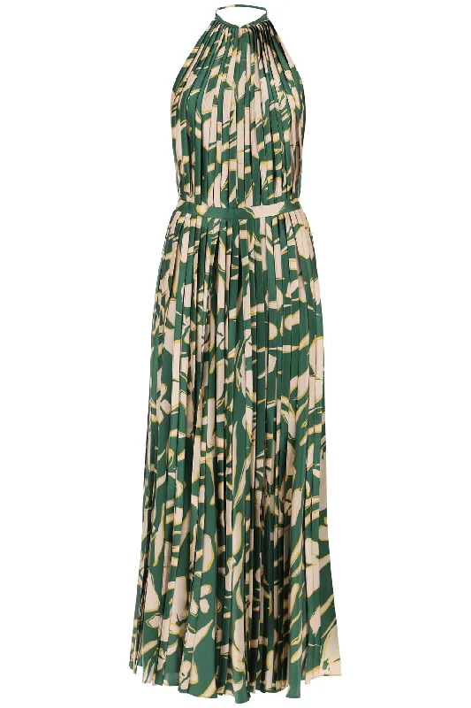 giorgia fringed maxi dress 5L00005 NS00016 GREEN FLORAL Comfortable T-Shirt Maxi Dress