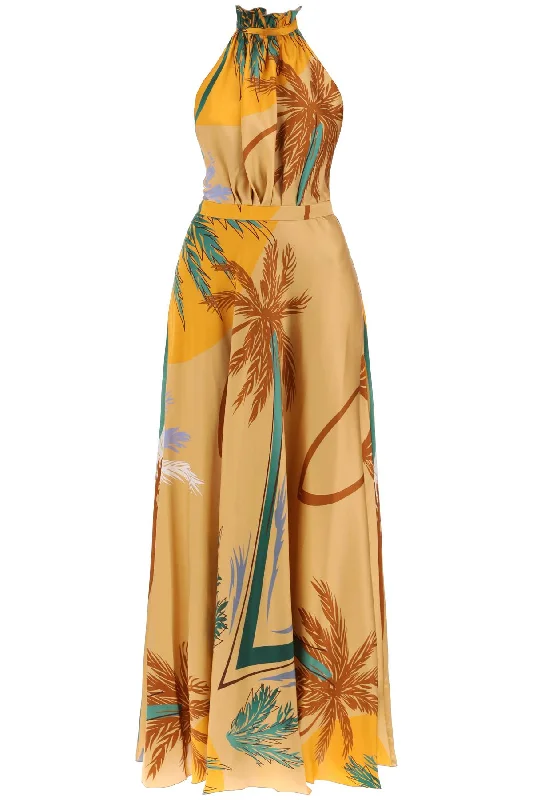 giovanna silk satin maxi dress 5M00004 NS00016 SAND PALMS Cozy Spaghetti Strap Maxi Dress