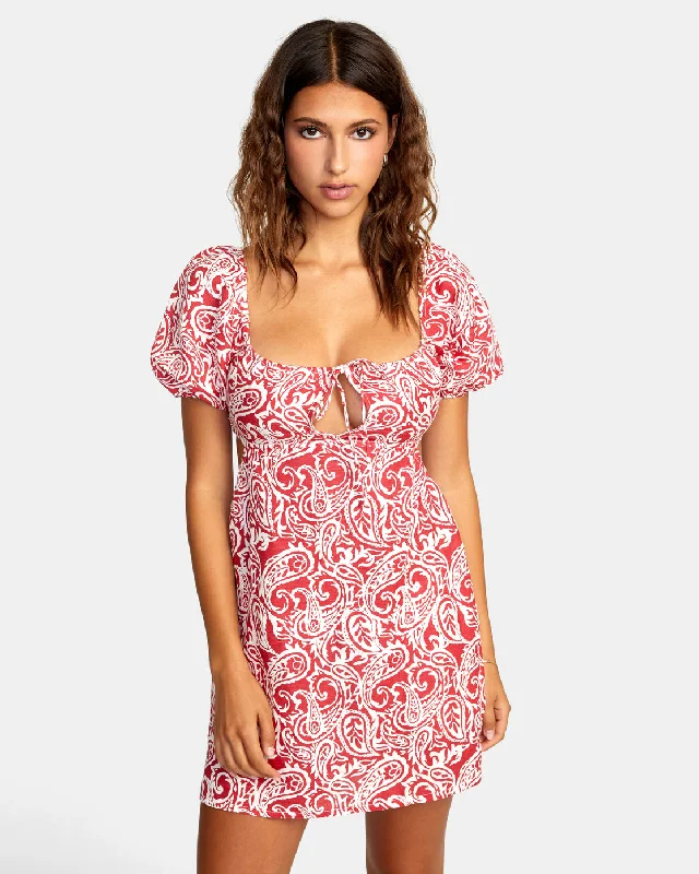 Here For It Mini Dress - Red Earth Fashionable Mini Dress with Slits