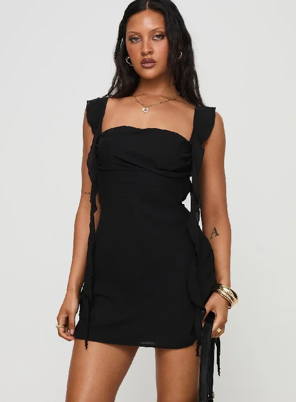 Lanai Mini Dress Black Cozy Long Sleeve Mini Dress