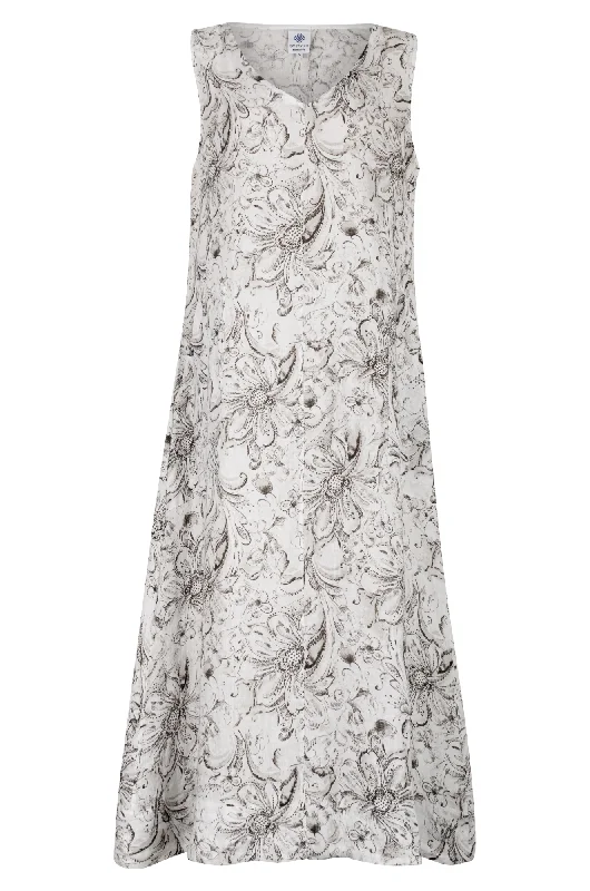 Made in Italy Linen Maxi Dress | WHITE/BLACK | 0203AR Cozy Spaghetti Strap Maxi Dress