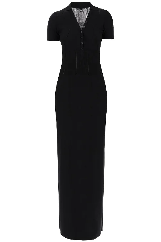 maxi dress the yauco 241KN361 2357 BLACK Elegant Maxi Dress with Drapes