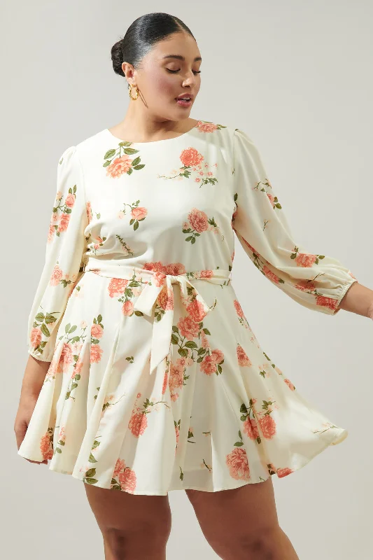 Morning Blush Floral Collins Godet Mini Dress Curve Chic Tropical Mini Dress