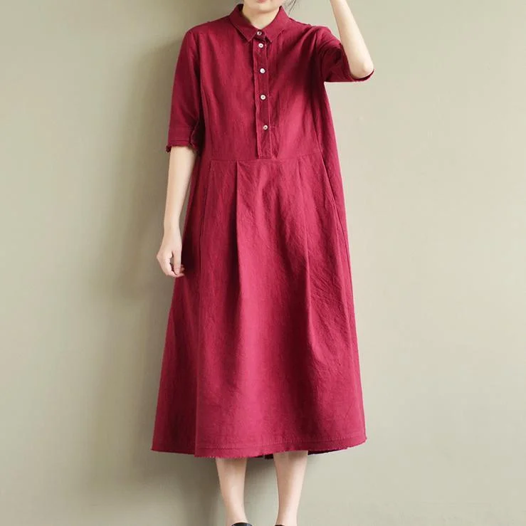 New Purple Casual Linen Dresses Oversize Stylish Sundress Half Sleeve Maxi Dress Comfortable Flowy Maxi Dress