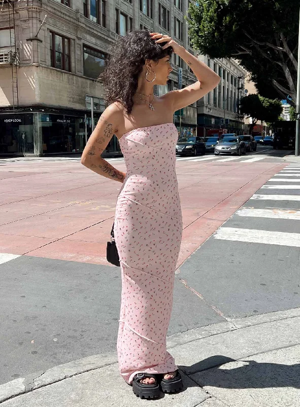 Oscar Midi Dress Pink Floral Trendy Square Neck Midi Dress