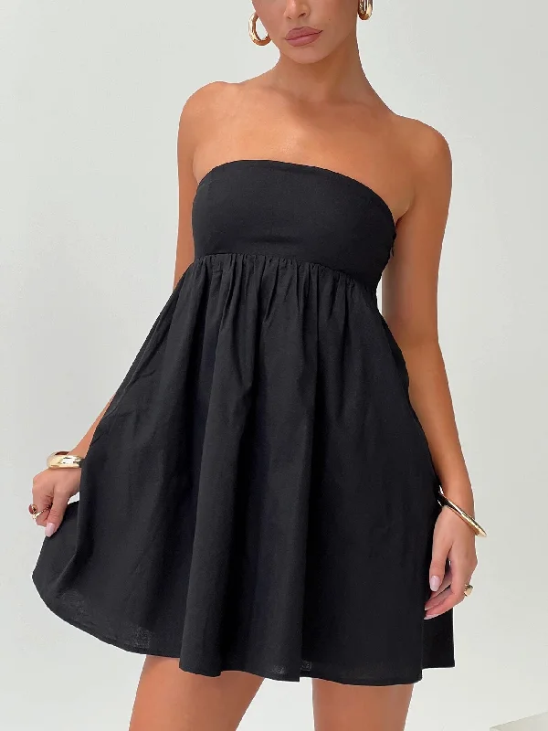 Osment Strapless Mini Dress Black Trendy Camisole Mini Dress