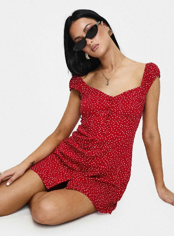 Paper Planes Mini Dress Red Polka Elegant Tulle Mini Dress