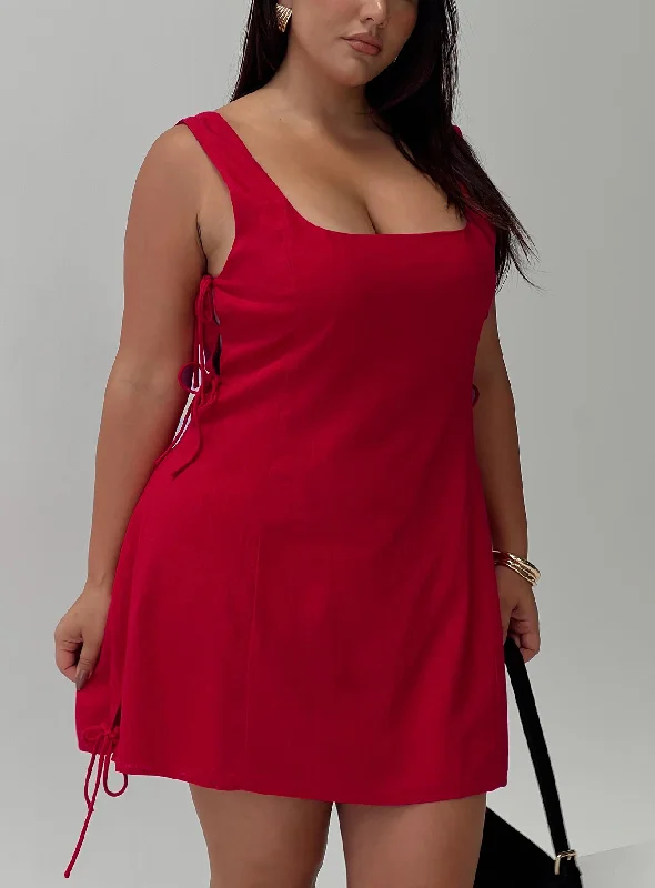 Play It Again Mini Dress Red Curve Trendy A-Line Mini Dress