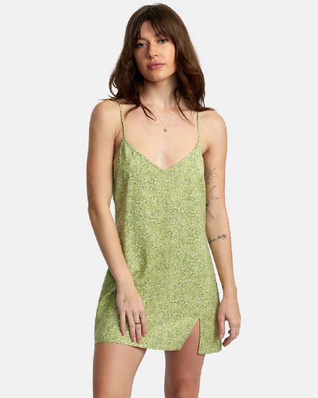 Slip Up Mini Dress - Fern Casual High-Waist Mini Dress