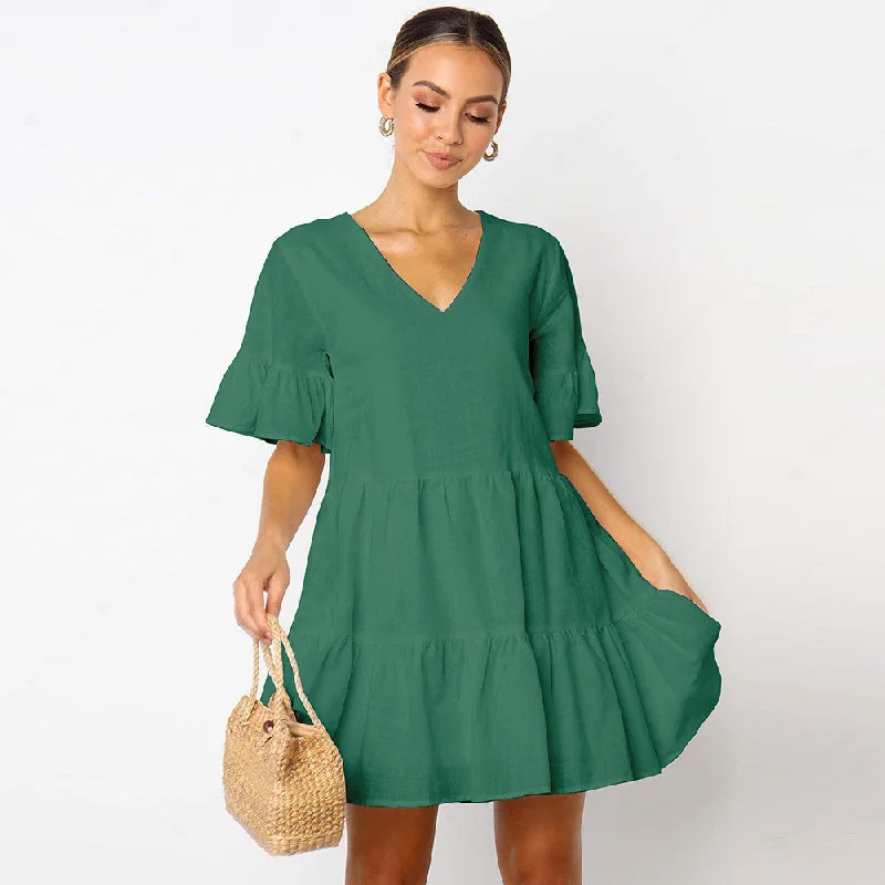 Something Good Satin Smocked Mini Dress - Teal Elegant Off-Shoulder Dress Mini