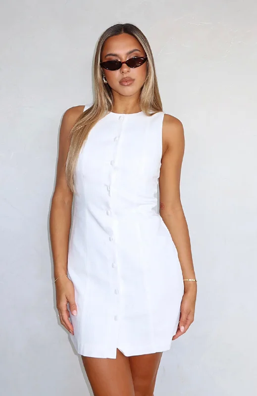 They Don't Know Me Mini Dress White Fashionable Button-Front Mini Dress