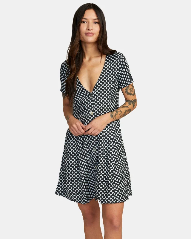 Understated Mini Dress - RVCA Black Fashionable Mini Dress with Slits