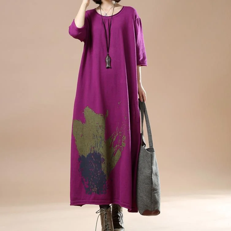 Violet plus size maxi dresses half sleeve caftans Elegant Maxi Dress with Ruffles