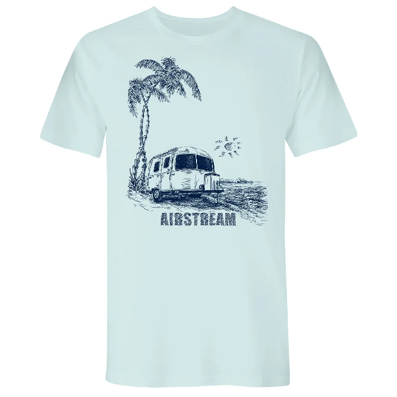 Airstream Trailer on the Beach T-Shirt Collared Crew Neck Turtle Neck