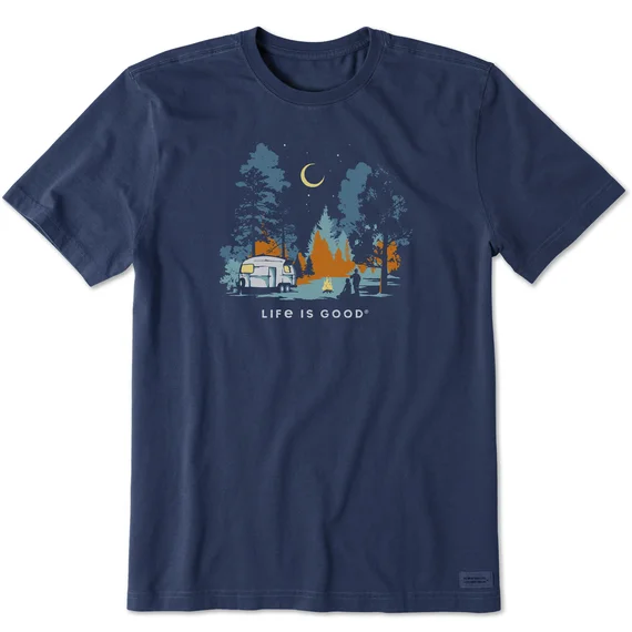 Airstream Woodsy Campsite Unisex T-Shirt by Life is Good® Cashmere Blend Cotton Blend Poly Blend