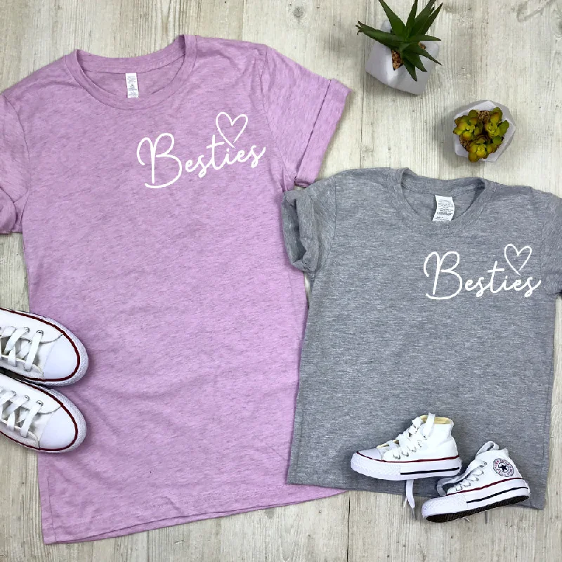 Besties Mini Logo Mum & Kid Matching Tees (MRK X) Polka Dot Checkered Tartan