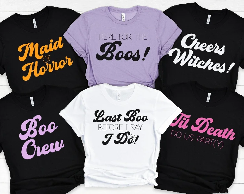 Boo Crew Halloween Spooky Bridesmaids Bachelorette Party T-Shirts Elegant Classic Vintage