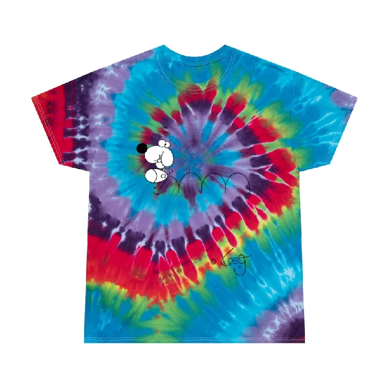 Bouncing Doggy,Tie-Dye Tee, Spiral Anti-Pilling Machine Wash Handmade