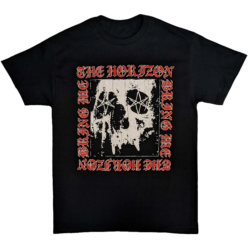 BRING ME THE HORIZON Attractive T-Shirt, Metal Logo Skull Print Jacquard Patchwork