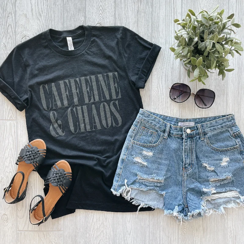 Caffeine and Chaos • Tonal Tee Zippered Front Buttoned Front Snap Front