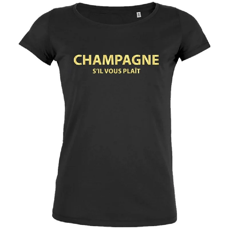 Champagne S'il Vous Plait Women's Organic Tee Collared Crew Neck Turtle Neck