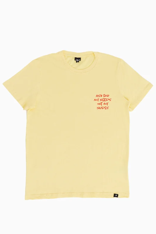 Ask For My Needs, Not My Nudes / T-shirt Collared T-Shirt Boat Neck A-Line