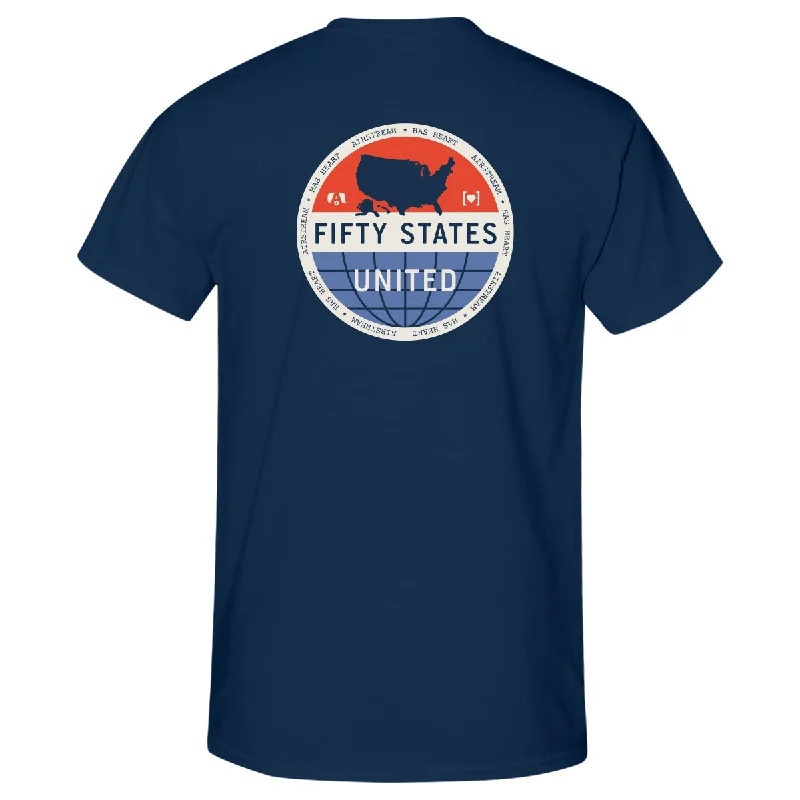 Fifty States United T-Shirt by Airstream X HAS HEART Basic T-Shirt Crew Neck Short Sleeve