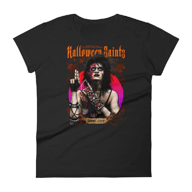 Halloween Saints - Sammi Curr Women's short sleeve t-shirt Thin T-Shirt Open Front Quick Dry