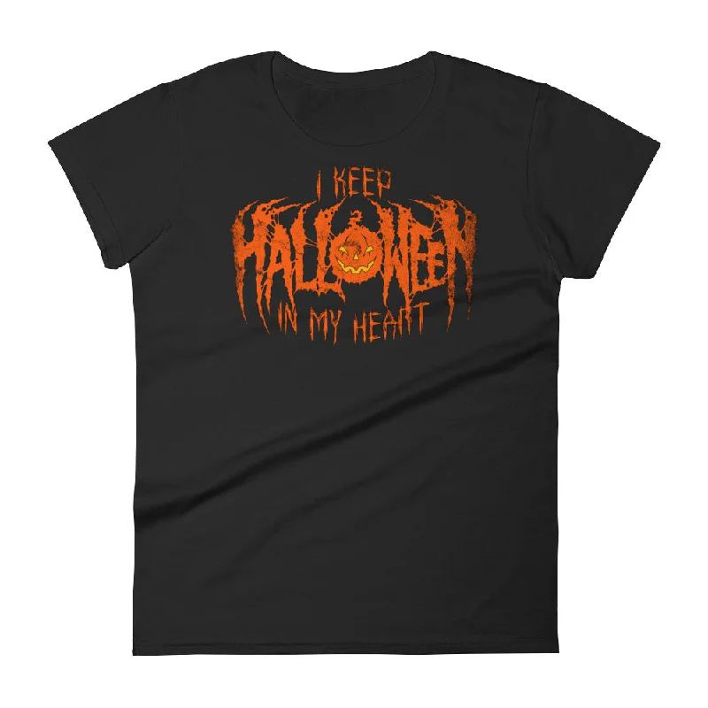 I Keep Halloween In My Heart Women's short sleeve t-shirt Fleece Nylon Spandex