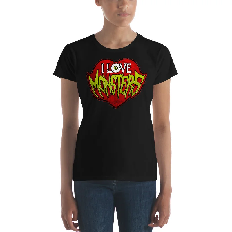 I Love Monsters Women's short sleeve t-shirt Rayon Velvet Corduroy