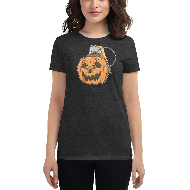 Jack-O-Lantern Grenade Women's T-Shirt Anti-Pilling Machine Wash Handmade