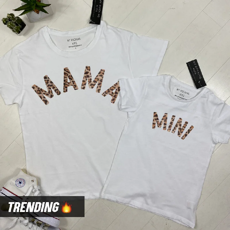 Mama & Mini Mum & Kid Matching T-Shirts White (MRK X) Chenille Blend Fleece Blend Nylon Blend