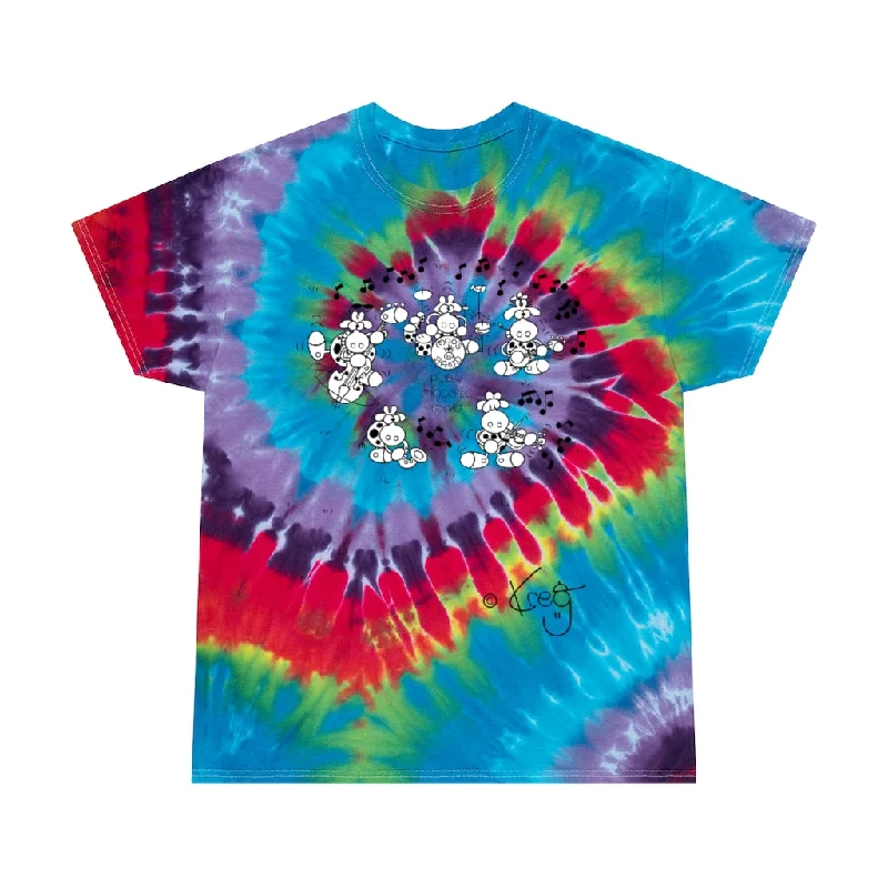 Moo's Band,Tie-Dye Tee, Spiral Lace Blend Ribbed Blend Corduroy Blend