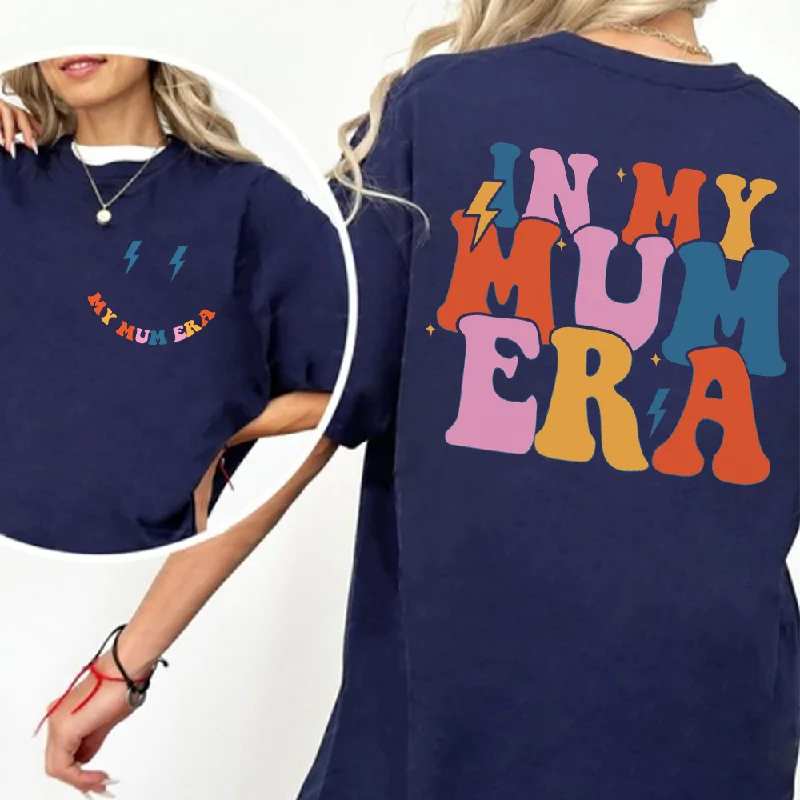 My Mum Era Front & Back Logo T-shirt Denim Fabric Leather Fabric Suede Fabric