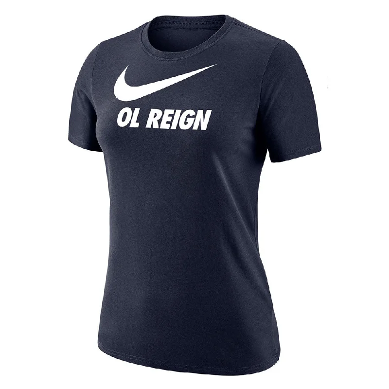 OL Reign Women's Swoosh Tee Graphic T-Shirt Round Neck Polyester