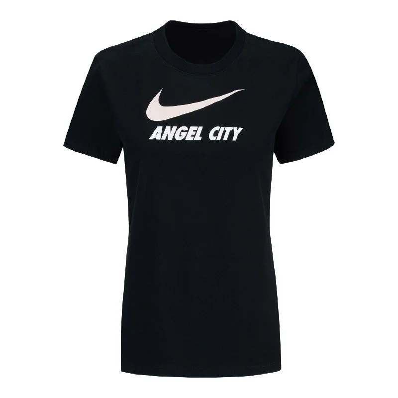 Women's Nike Angel City Swoosh Black Tee Houndstooth Herringbone Solid