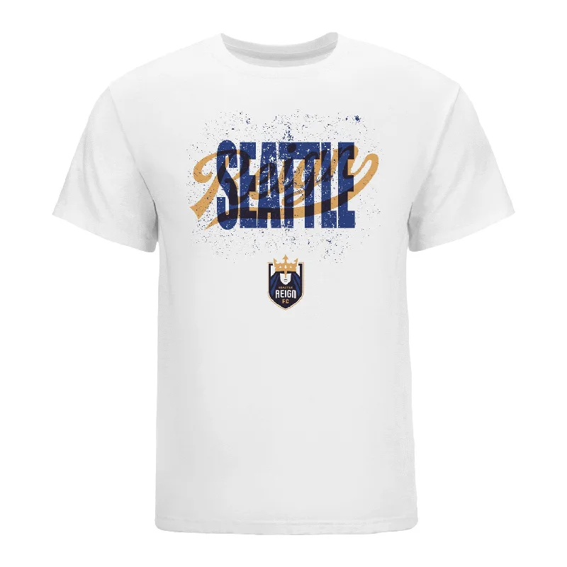 Unisex Seattle Reign Splatter White Tee Lace Blend Ribbed Blend Corduroy Blend