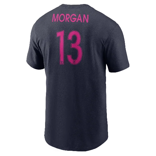 Unisex Nike San Diego Wave FC Alex Morgan Navy Tee Ribbed Striped Patterned