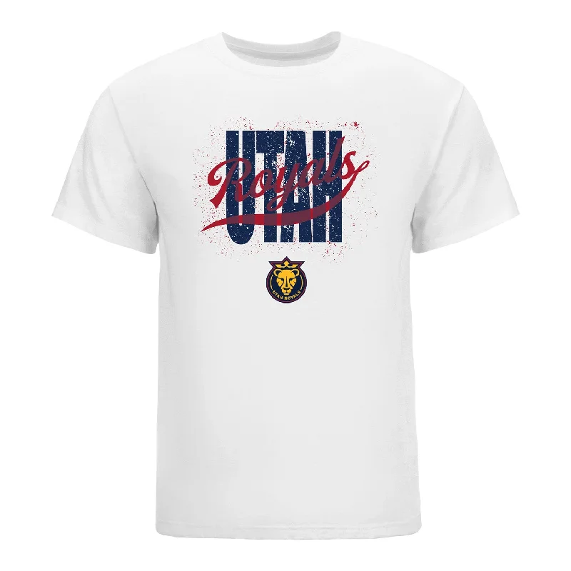 Unisex Utah Royals Splatter White Tee Striped Floral Plaid